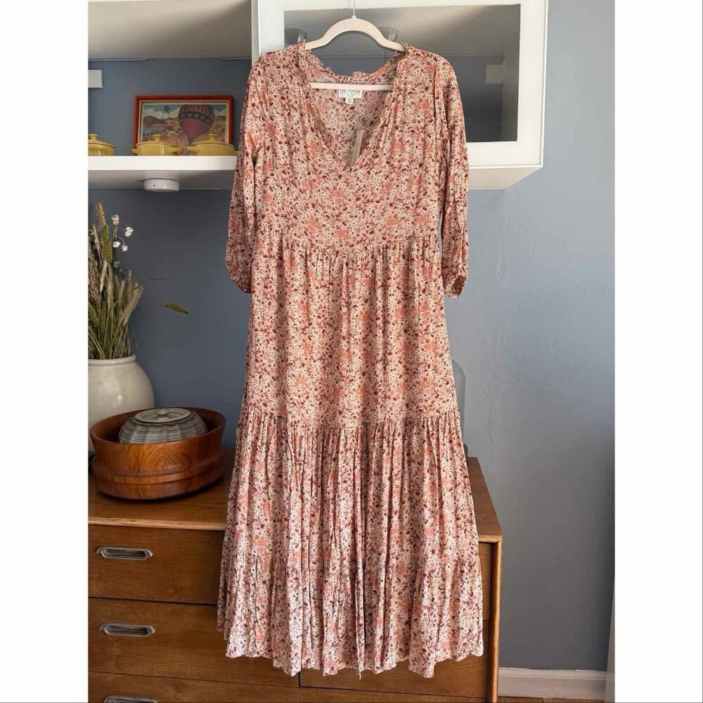Francescas Jun & Ivy Floral Maxi Peasant Dress Cottagecore Prairie